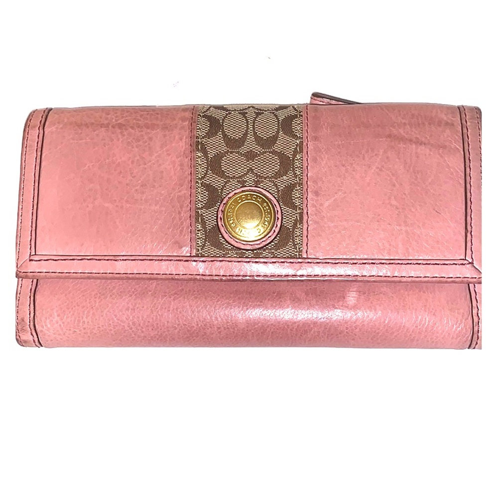 Vintage Coach Pink Trifold Wallet